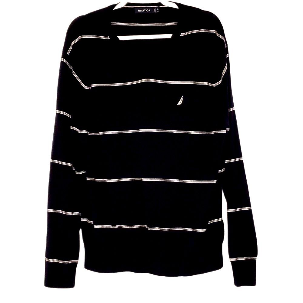 Men's V- neck Sweater by Nautica Navy White Size XL